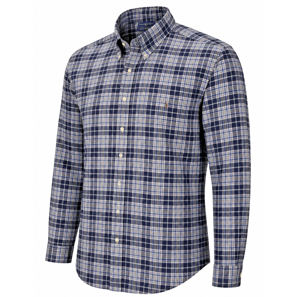 Polo Ralph Lauren Gingham Shirt Men 3XL Tall Blue Check Button Down L/S